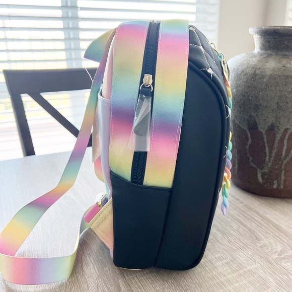 Betsey Johnson pastel rainbow quilted heart backpack - Black multicolor - Picture 8 of 9